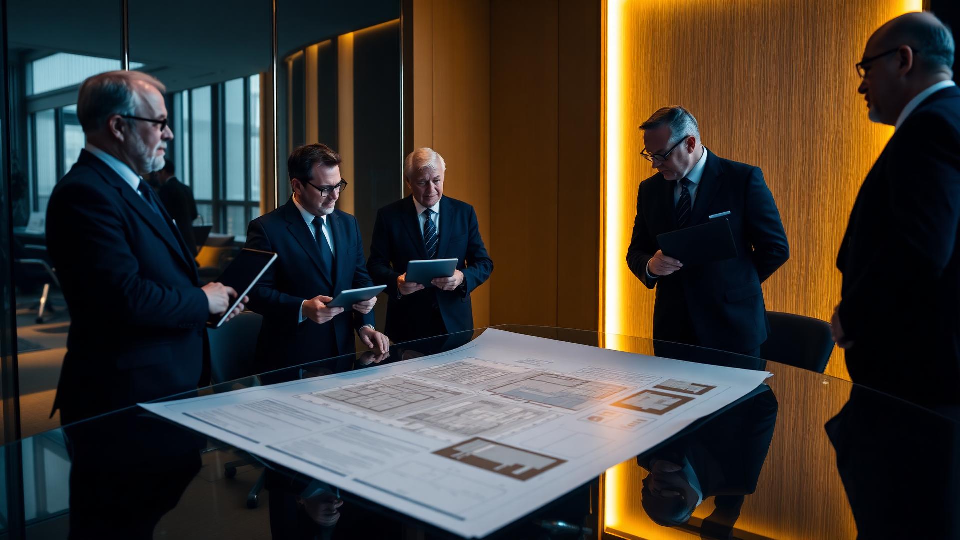 Executives reviewing project plans